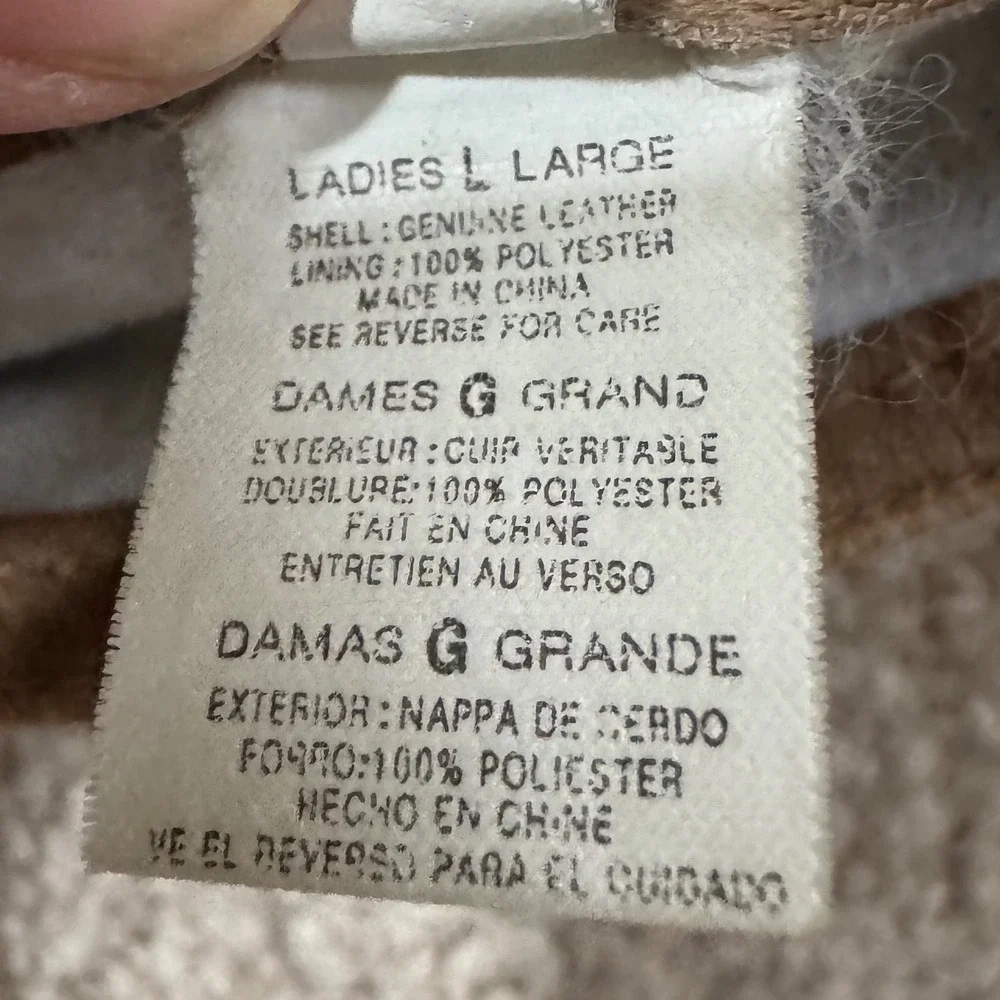 Womens Leather Gloves Large‎ Damas G Grande Tan Beige Lined Dressy
